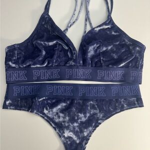 Pink Victoria’s Secret Velvet Bralettes Large and Pantys Medium
